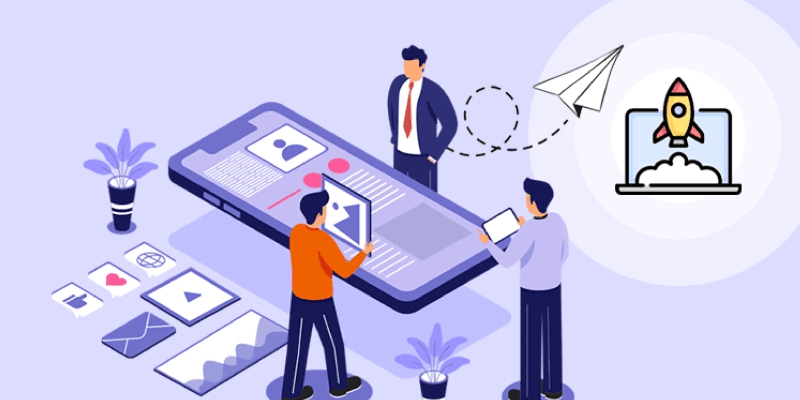 A graphic illustration displaying processes post-app deployments